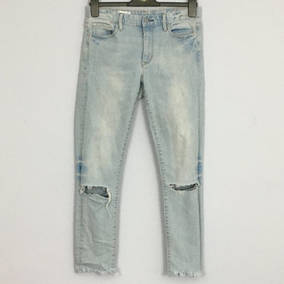 GAP Denim - Gap Womens 27R Distressed Light Wash Always Skinny High Rise Denim Blue Jeans